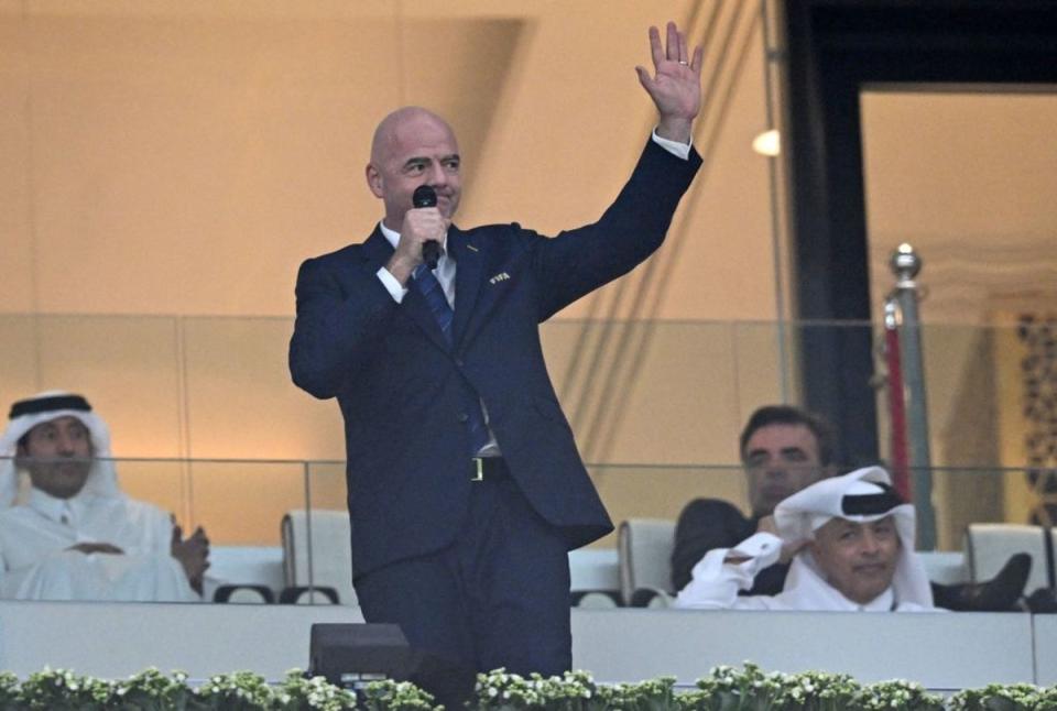 Infantino addressed the crowd before kick-off (AFP via Getty Images)