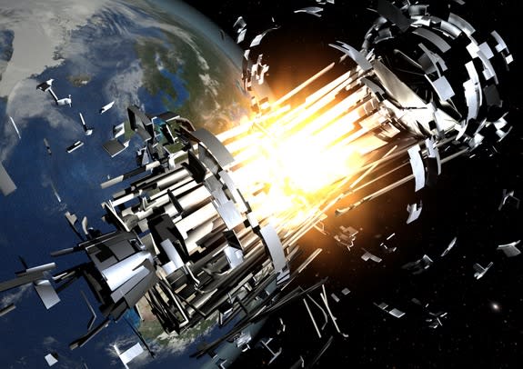 In-orbit explosions can be related to the mixing of residual fuel that remains in tanks or fuel lines once a rocket stage or satellite is discarded in Earth orbit. The resulting explosion can destroy the object and spread its mass across numero