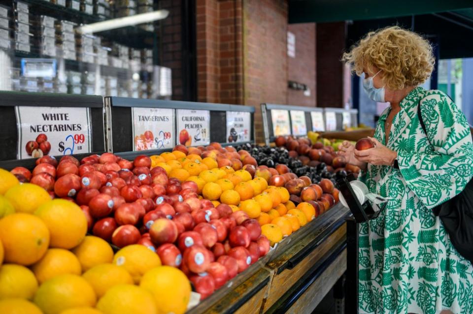 A person shops at a supermarket on July 13, 2022 in New York City. - US consumer price inflation surged 9.1 percent over the past 12 months to June, the fastest increase since November 1981, according to government data released on July 13. Driven by record-high gasoline prices, the consumer price index jumped 1.3 percent in June, the Labor Department reported. (Photo by ANGELA WEISS / AFP) (Photo by ANGELA WEISS/AFP via Getty Images)