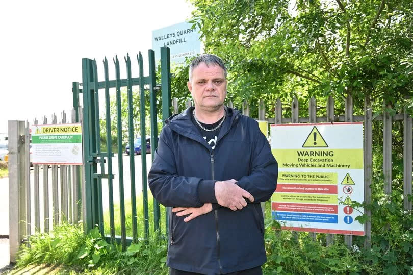 Protestor Simmo Burgess outside Walleys Quarry landfill site in Silverdale -Credit:SWNS