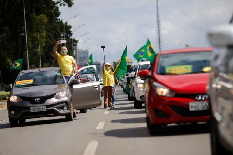 Protest against the President of the Chamber of Deputies Rodrigo Maia, Brazilian Supreme Court, quarantine and social distancing measures in Brasilia