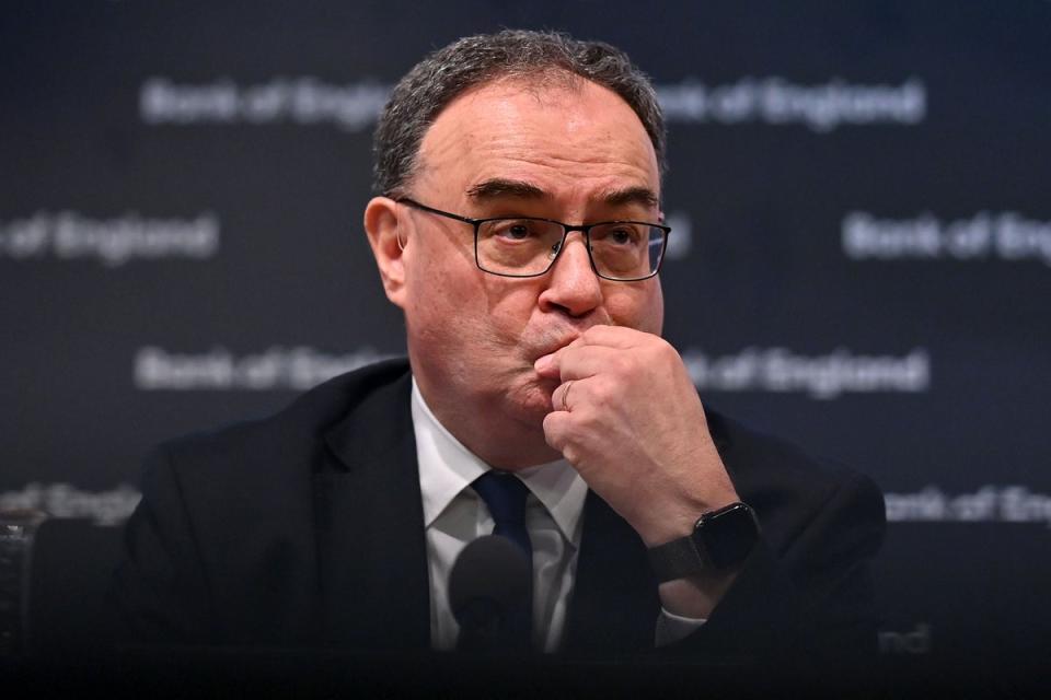 Andrew Bailey, governor of the Bank of England, signalled that the Bank of England would not wait for the US Federal Reserve to cut rates (Justin Tallis/PA)