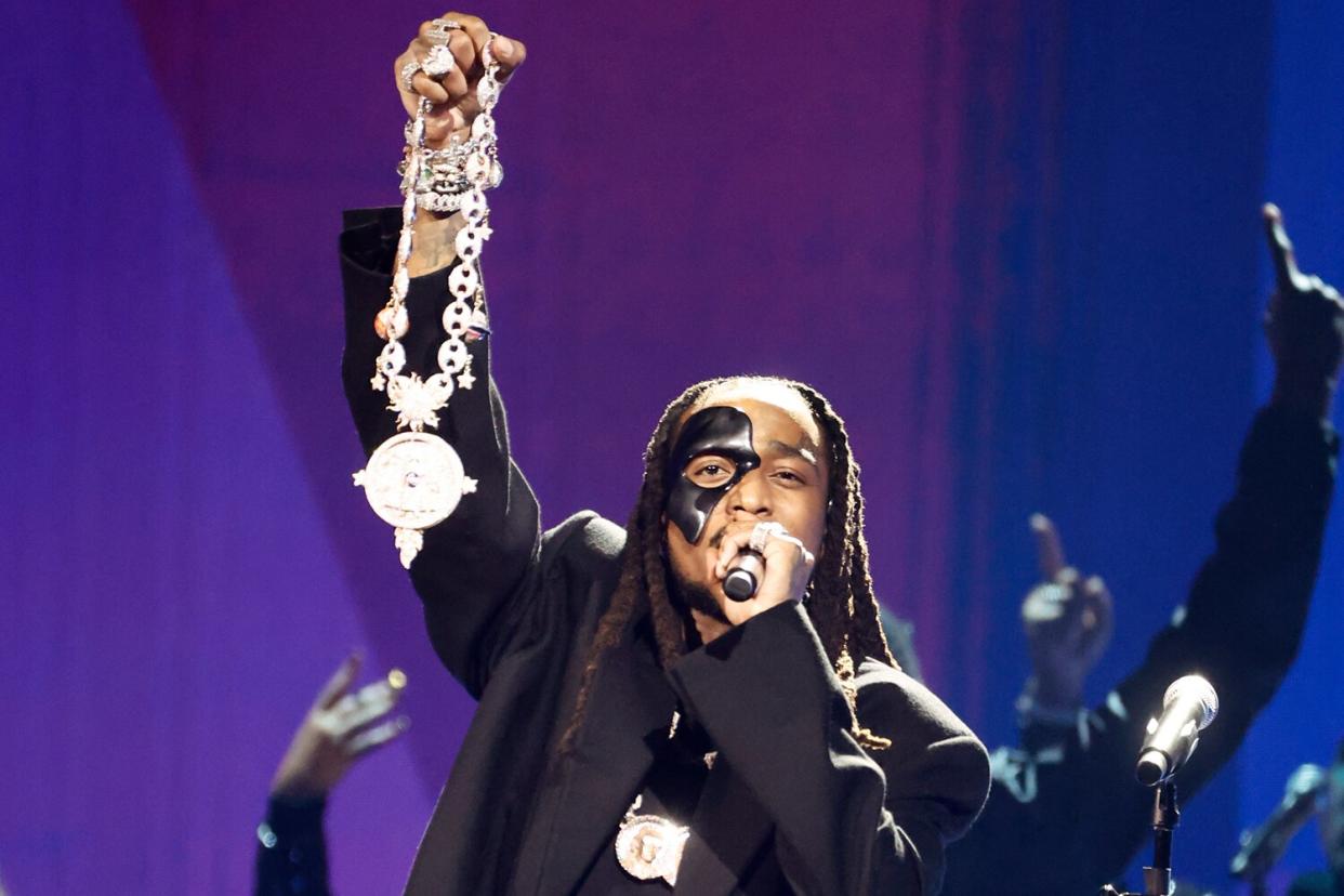 Quavo performs onstage during the 65th GRAMMY Awards at Crypto.com Arena on February 05, 2023 in Los Angeles, California.