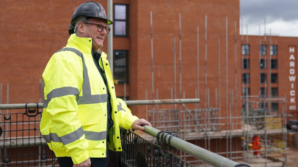 Sir Keir Starmer during a visit to a housing development in the Nightingale Quarter of Derby on Friday