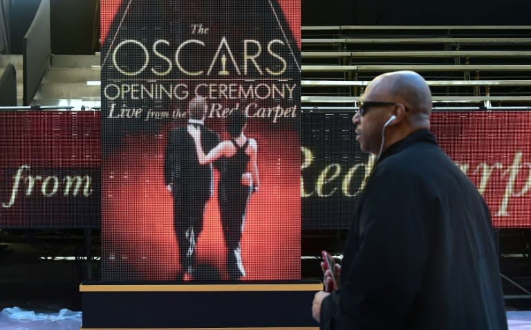 Preparations continue for the 89th Academy Awards amid tight security on Hollywood Boulevard