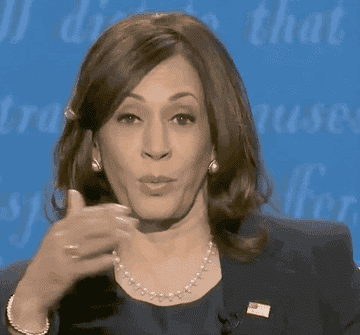 Vice President Kamala Harris saying "When we say debt, that means we owe money to somebody"