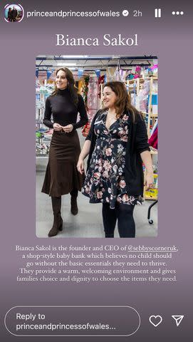 <p>Prince and Princess of Wales/Instagram</p> Kate Middleton and Bianca Sakol in a photo shared for International Women's Day on March 8, 2024