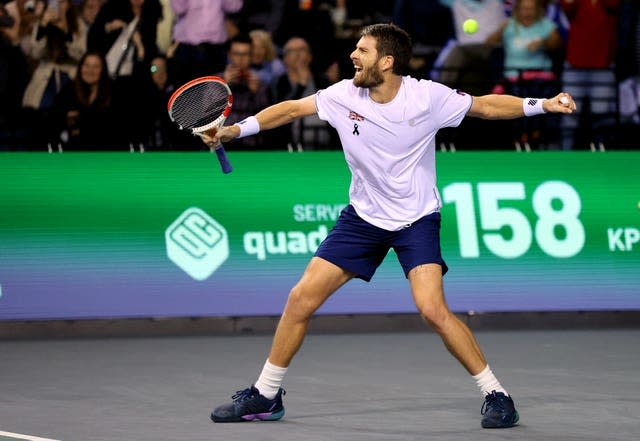 Cameron Norrie celebrates his big win over Taylor Fritz