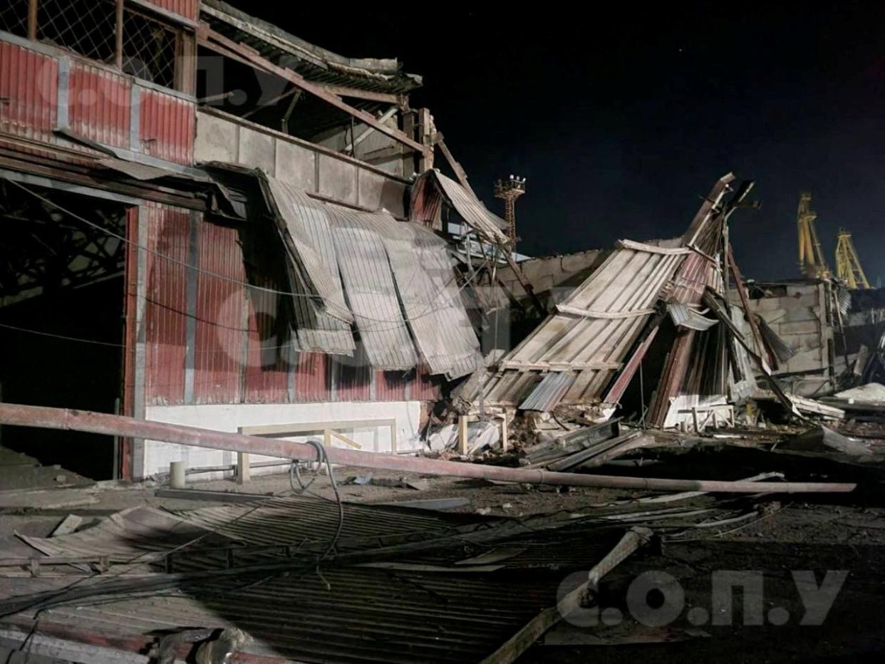 A fire broke out in a non-residential high-rise in the city of Odesa, the administrative centre of the Odesa region, as a result of the attack, but was promptly extinguished (Defence Forces Southern Ukraine/Handout via REUTERS)