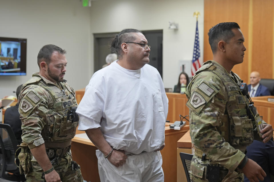 Death row inmate Taberon Honie leaves a Utah Board of Pardons commutation hearing for lunch break Monday, July 22, 2024, at the Utah State Correctional Facility, in Salt Lake City. (AP Photo/Rick Bowmer, Pool)