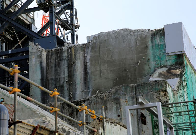 The damage to the No. 3 reactor building shows the ferocity of the hydrogen blast that happened after a tsunami struck at Fukushima Daiichi nuclear power plant in Okuma town