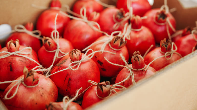 Pomegranates packed in box