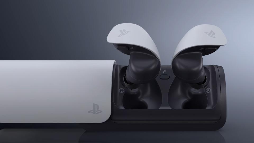 playstation wiireless earbuds with a charging case