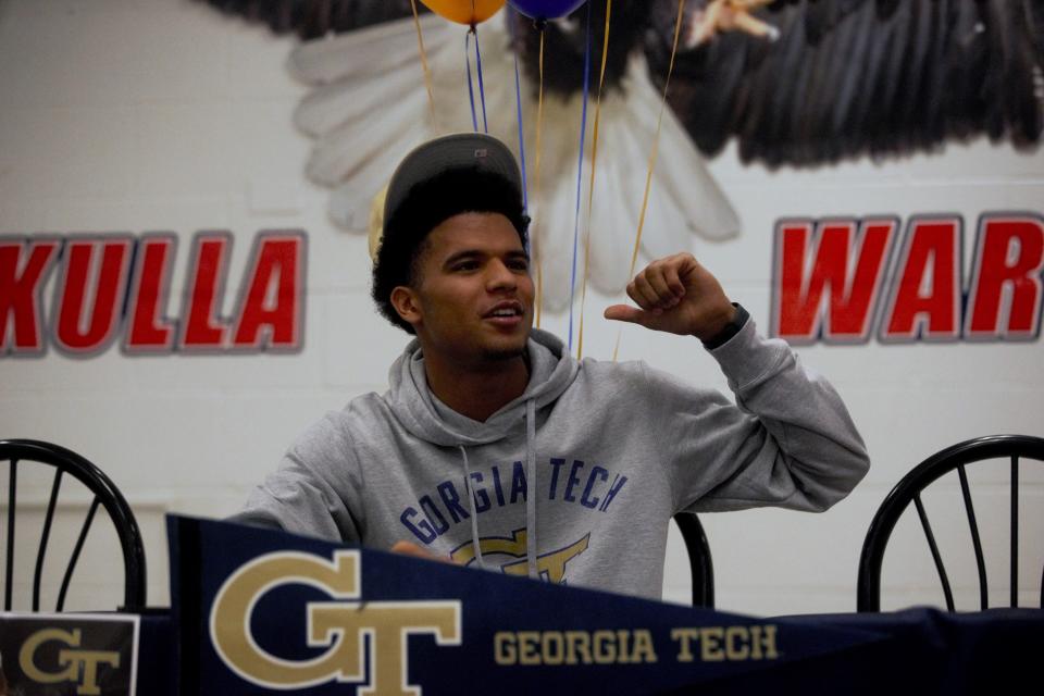 Wakulla football senior Nehemiah Chandler signed his national letter of intent to play football at Georgia Tech on Wednesday, Dec. 20, 2023 at Wakulla High School