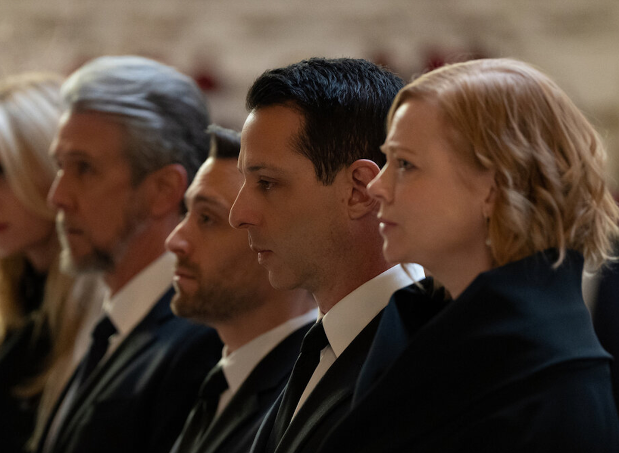 While the Roy siblings are shielded by their wealth, the show's music chips away at their armor. <a href="https://static01.nyt.com/images/2023/05/21/arts/21succession/21succession-superJumbo.jpg" rel="nofollow noopener" target="_blank" data-ylk="slk:Macall Polay/HBO;elm:context_link;itc:0;sec:content-canvas" class="link ">Macall Polay/HBO</a>