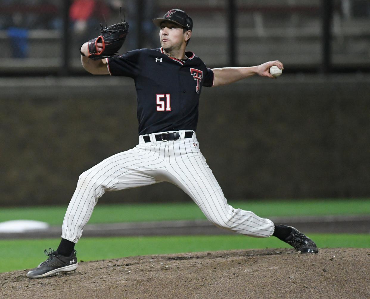 Texas Tech pitcher Zach Erdman (51) delivers during a midweek game this season against Air Force. The Red Raiders host Grand Canyon in a two-game series at 6:30 p.m. Tuesday and noon Wednesday.