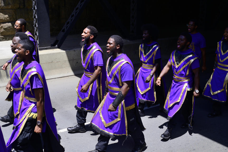 Elected officials, community leaders, youth and drum and marching bands take part in the second annual Juneteenth Parade, in Philadelphia, PA on June 22, 2019 in the week that Juneteenth was declared an official state holiday by Pennsylvania Governor Tom Wolf. Juneteenth National Freedom Day commemorates the announcement of abolition of slavery on June 19, 1865. (Photo by Bastiaan Slabbers/NurPhoto via Getty Images)