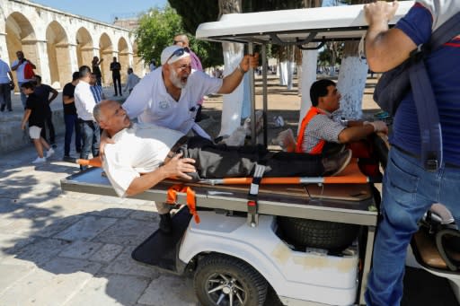 The Red Crescent said dozens of Palestinians were injured while Israeli police reported four officers were wounded