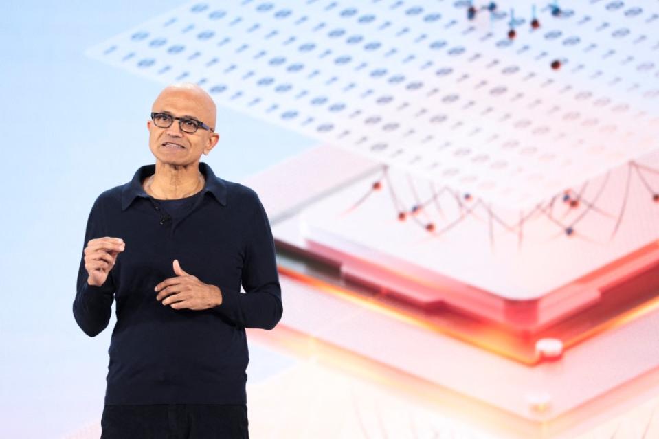 Chief Executive Satya Nadella introduced what Microsoft calls “Copilot+” PCs, saying that it and a range of manufacturers would sell them, including Acer and Asustek Computer. AFP via Getty Images