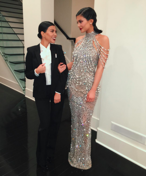 Kylie Jenner and Kourtney Kardashian show off their outfits for Kris Jenner’s birthday party