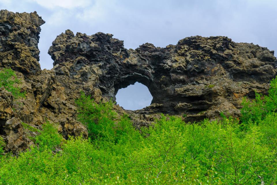 The Dimmuborgir lava field is full of hulking rock formations begging to be explored.