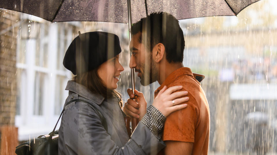 Felicity Jones says filming a romantic scene in the rain for 'The Last Letter From Your Lover' was anything but glamorous. (Parisa Taghizadeh/StudioCanal)