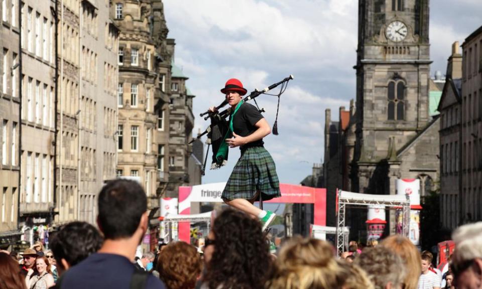 Street performer Kilted Colin at the Edinburgh fringe in 2019.