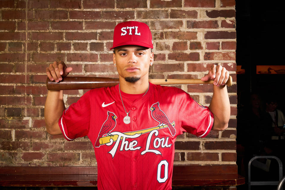 Masyn Winn in St. Louis Cardinals' City Connect uniform. (Courtesy St. Louis Cardinals)