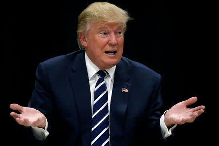 U.S. Republican presidential nominee Donald Trump appears at a campaign roundtable event in Manchester, New Hampshire, U.S., October 28, 2016. REUTERS/Carlo Allegri