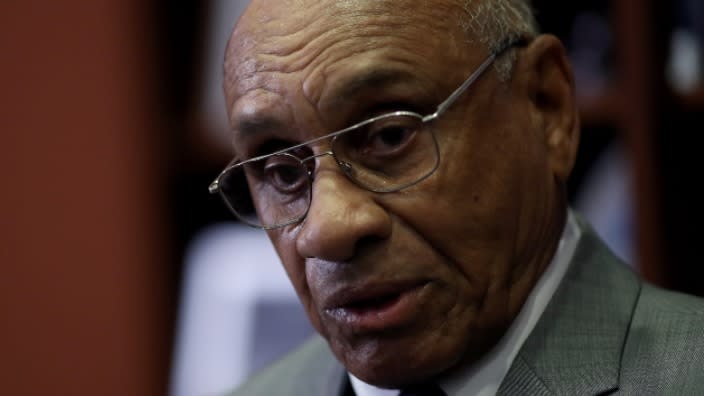 National Hockey League Hall of Famer Willie O’Ree, the first black player to compete in the NHL, speaks on Capitol Hill in 2019 after the announcement that he’d receive the Congressional Gold Medal. (Photo: Win McNamee/Getty Images)