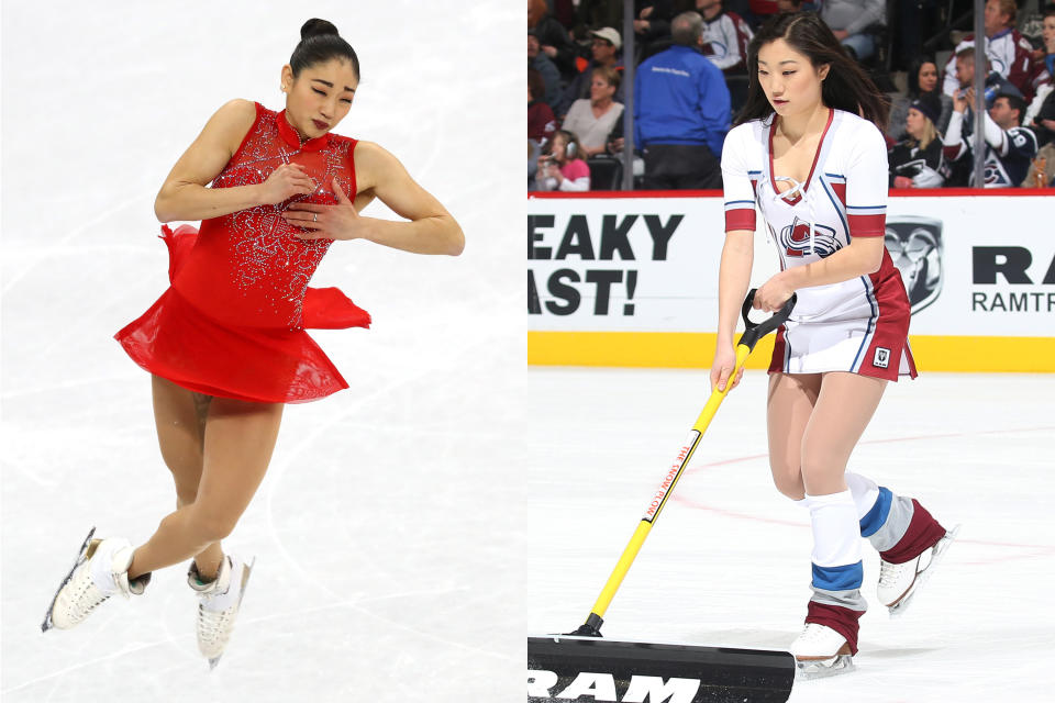 <p>American skating star Mirai Nagasu, 24, was an ice girl for the Colorado Avalanche during the 2015-2016 season. </p>