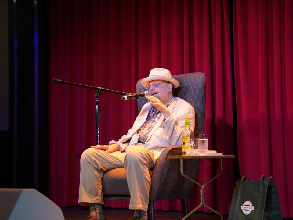 Louisville -based bourbon historian Michael Veach holds one of his onboard Bourbon lectures.