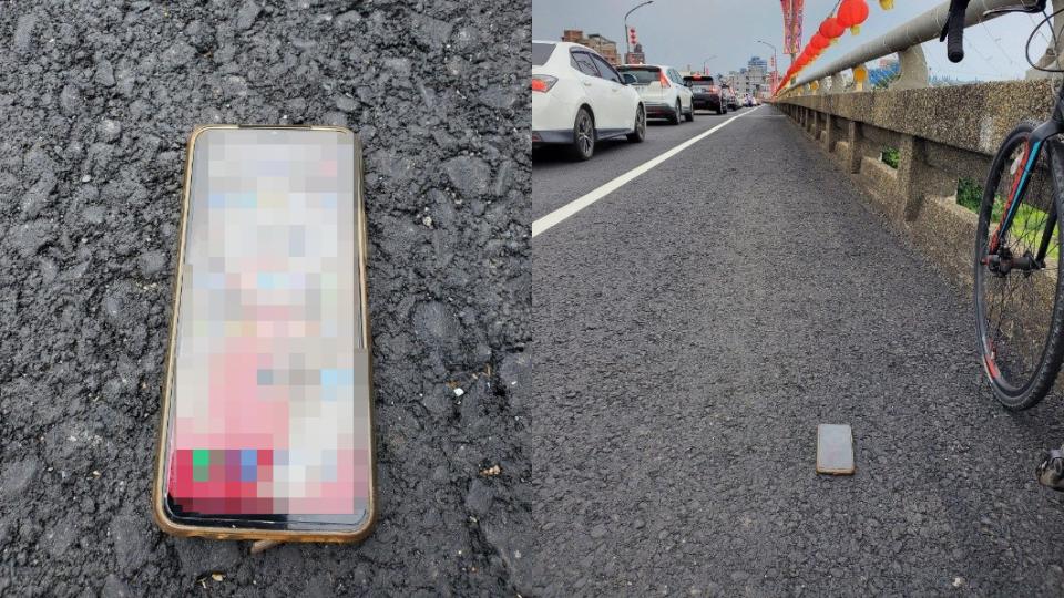 一名網友分享日前騎車環島是在橋上撿到一支手機。（圖／翻攝自臉書社團「騎車環島趣」）