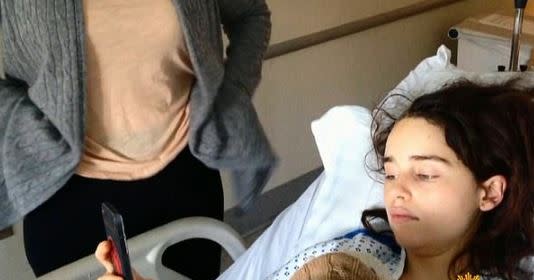 Emilia Clarke shares hospital photos (Credit: Emilia Clarke/CBS News)