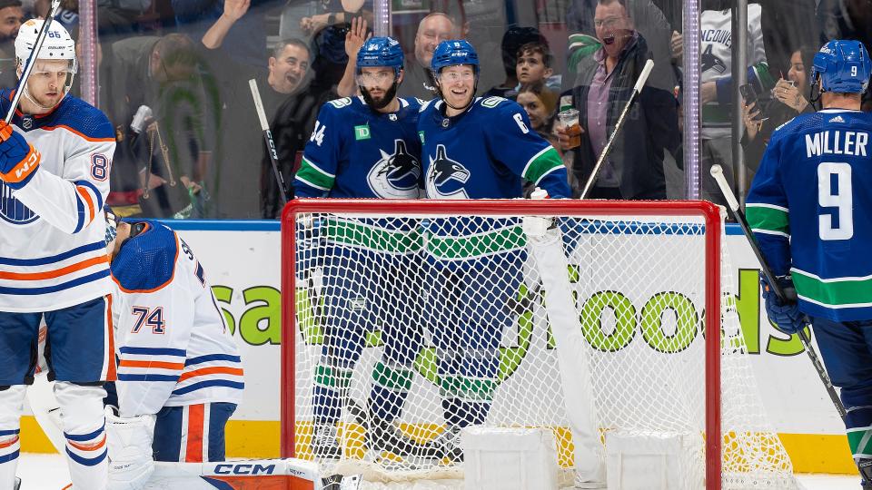 Brock Boeser came out of the gates flying on Wednesday, which could be a sign of things to come for the Canucks sniper. (Photo by Jeff Vinnick/NHLI via Getty Images)