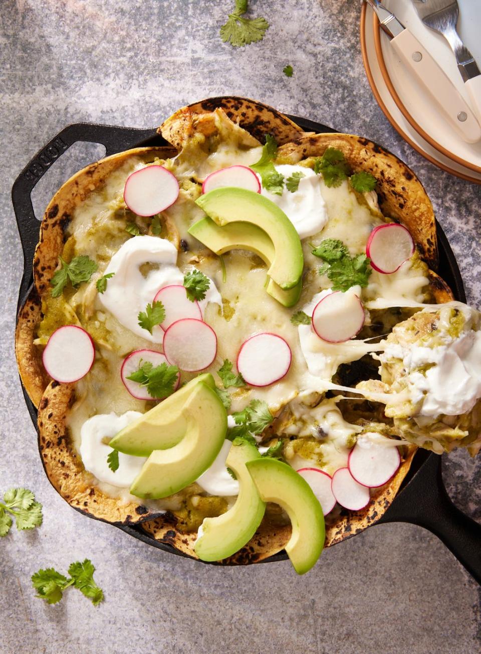 24) Green Chile Chicken Skillet Enchiladas