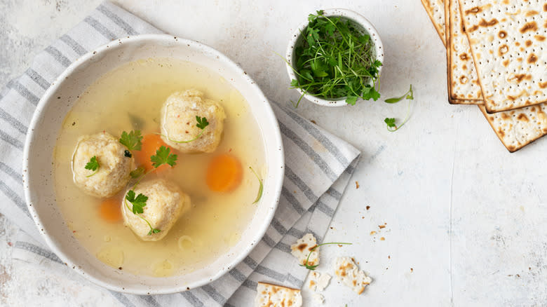 chicken broth and matzo balls