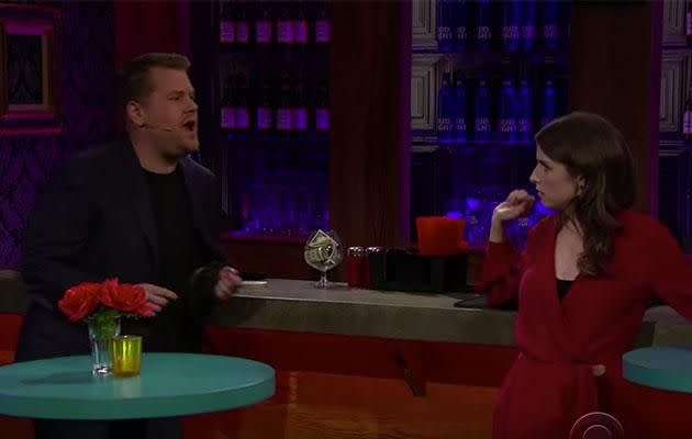 Anna Kendrick and James Corden sing a soundtrack of love songs together. Photo: YouTube