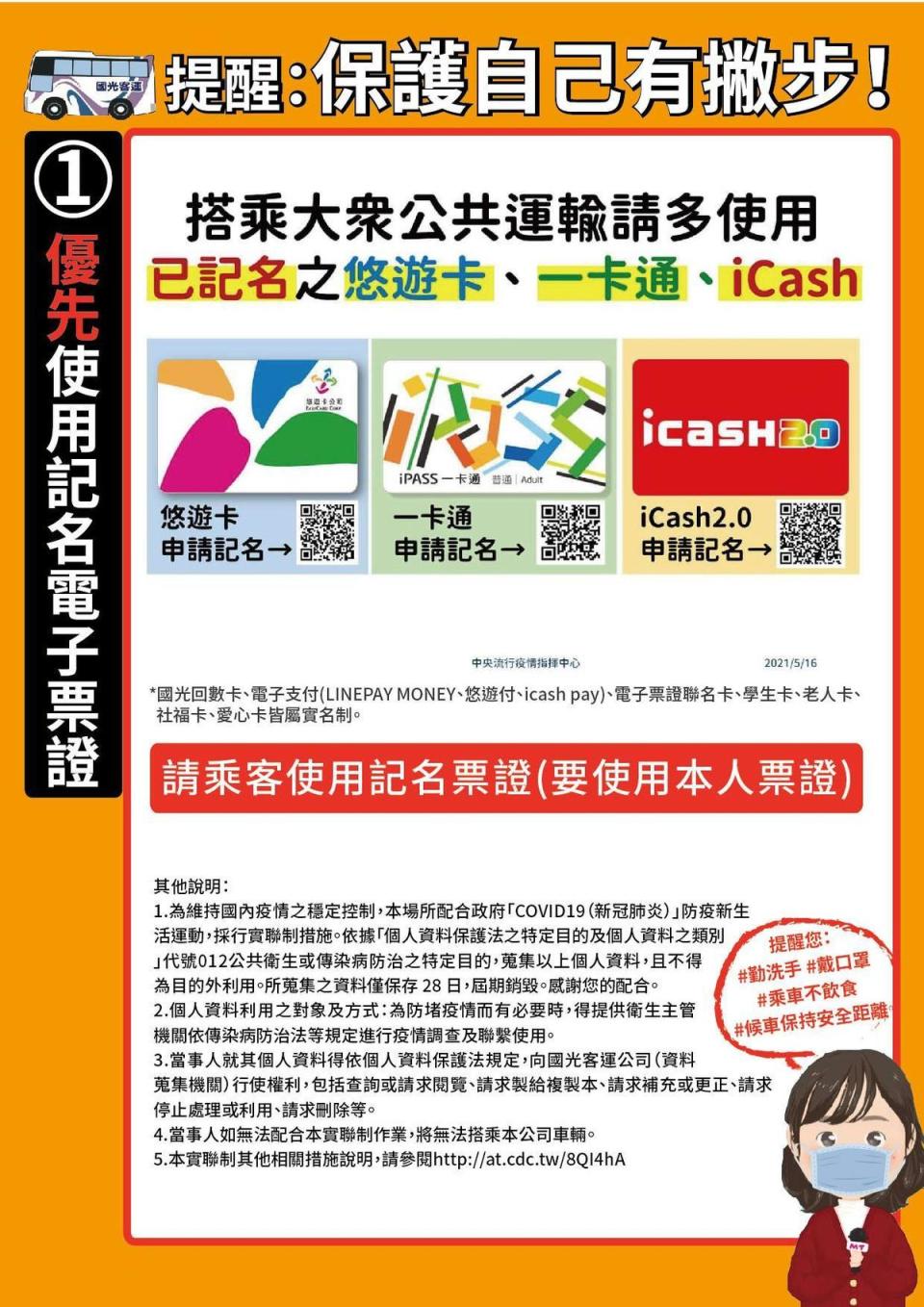 國光客運指出，為配合主管機關採取各防疫措施，全面實施實聯制。（翻攝國光客運網站）