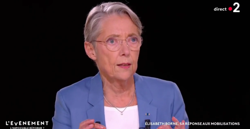 Elisabeth Borne sur le plateau de « L’Événement » ce jeudi 2 février.