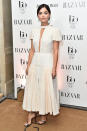 <p>The ‘Victoria’ actress stood out in a regal white Emilia Wickstead design.<br><i>[Photo: Getty]</i> </p>