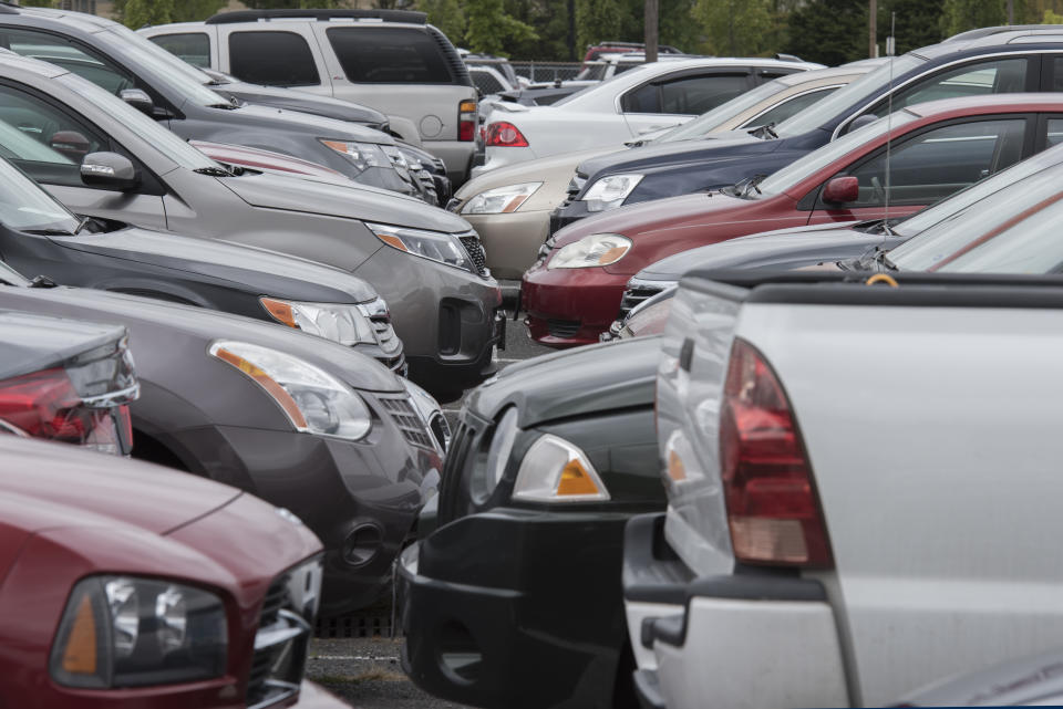 Used cars in a parking lot.