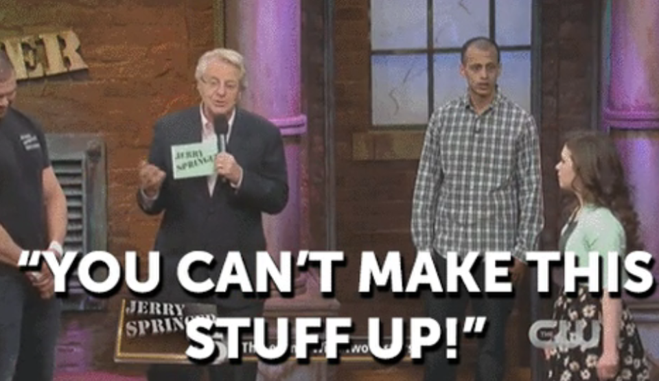 jerry springer saying, you can't make this stuff up
