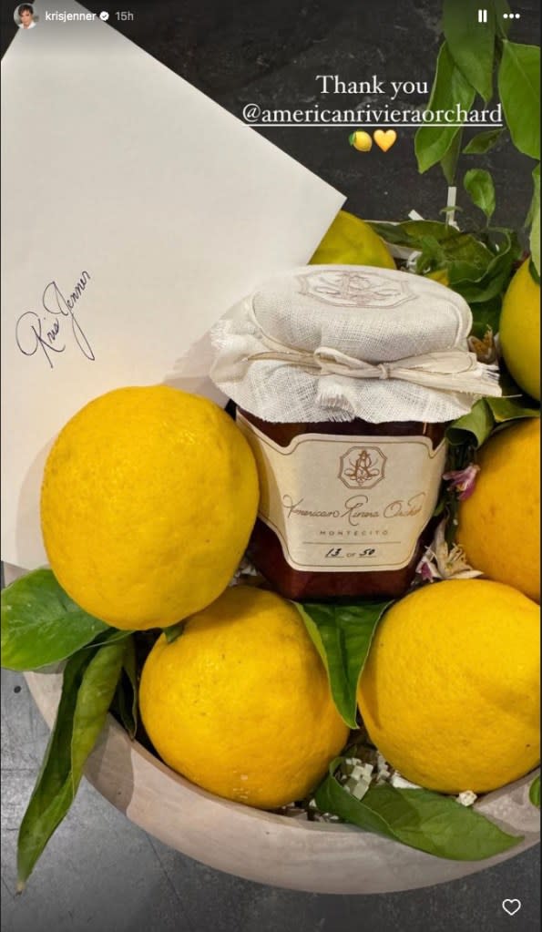 Kris Jenner’s jam basket from Meghan Markle. Kris Jenner/Instagram