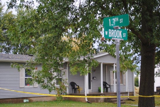 The Mitchell home where police found the bodies of two toddlers.