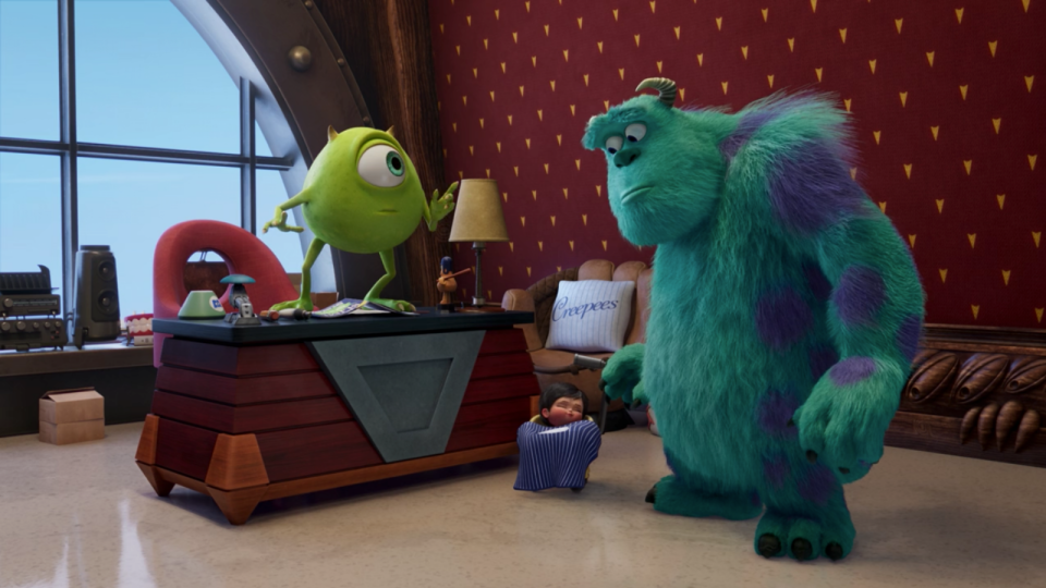 Mike and Sulley are leaders in the Monsters, Inc., offices.