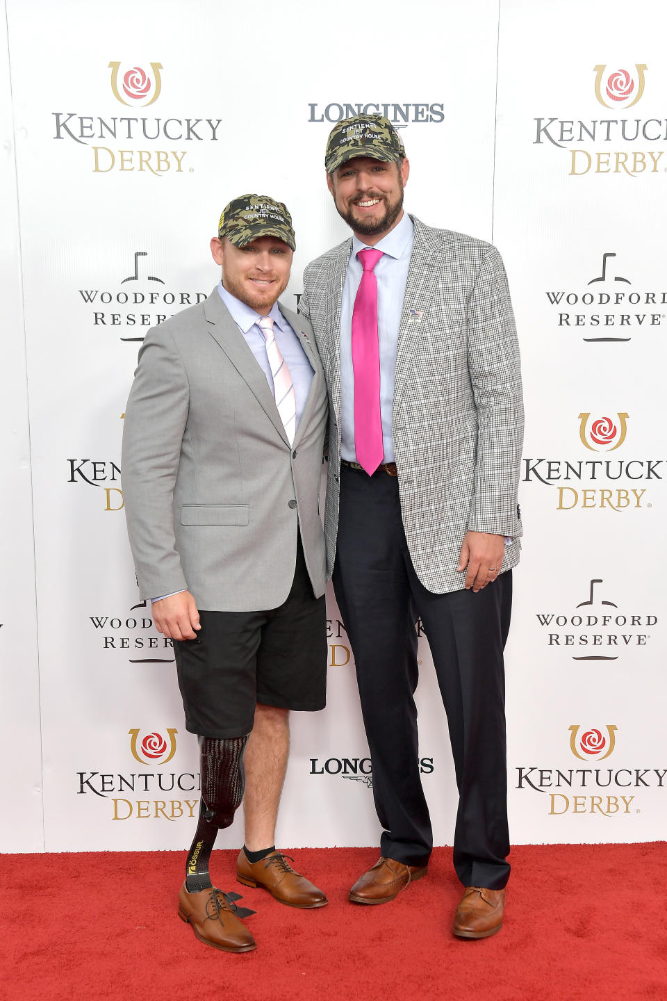 USMC veteran Matthew Wheeler and former NFL player Jacob Tamme attend the 145th Kentucky Derby at Churchill Downs on May 04, 2019 in Louisville, Kentucky. (Photo by Michael Loccisano/Getty Images for Churchill Downs)