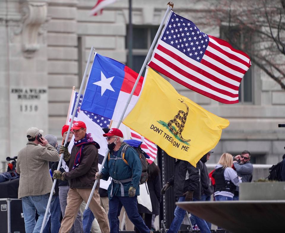 Trump supporters gather in Washington on Jan. 5, a day before planned protests against the Electoral College count in Congress.