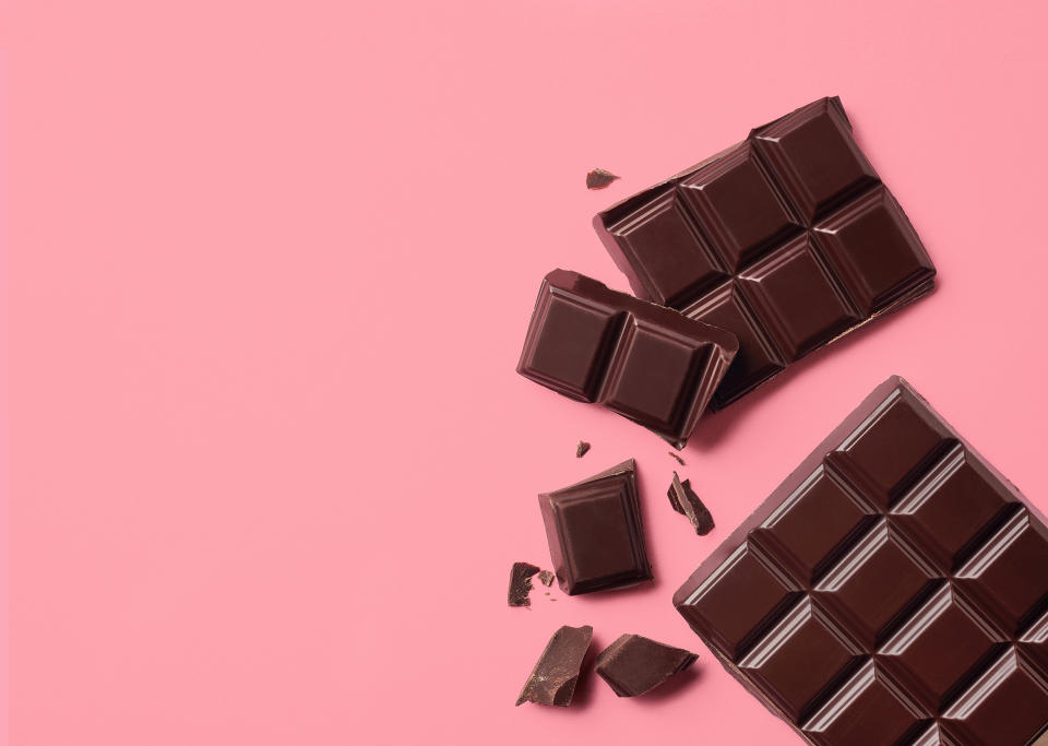 Pieces of dark chocolate.