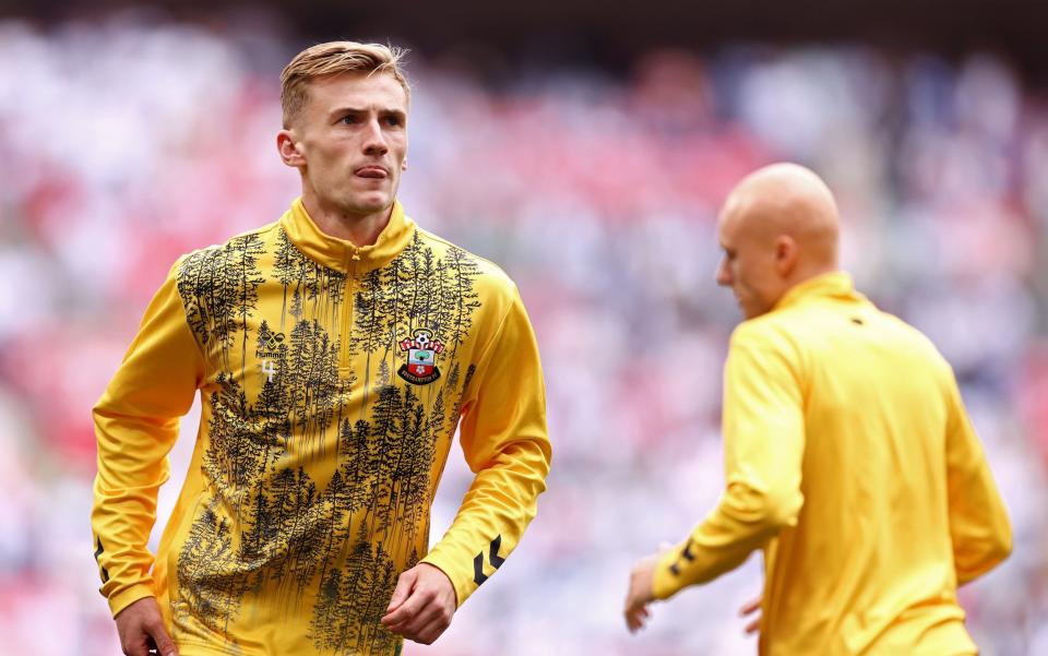 Flynn Downes of Southampton warms up prior to the Sky Bet Championship Play Final match between Leeds United and Southampton at